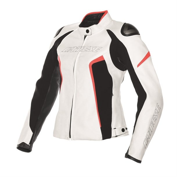Dainese G.Racing D1 Lady Pelle Deri Mont White Black Fluo Red